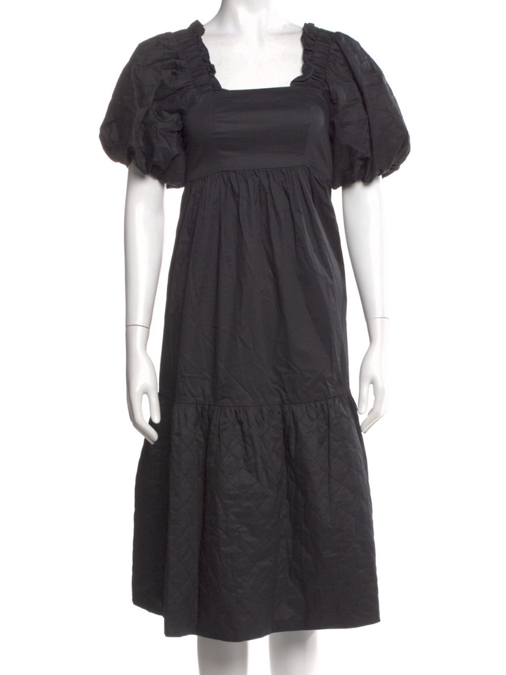 CROSBY by Mollie Burch, NWT, Black Puff-Sleeve Smocked Dress, size XXS